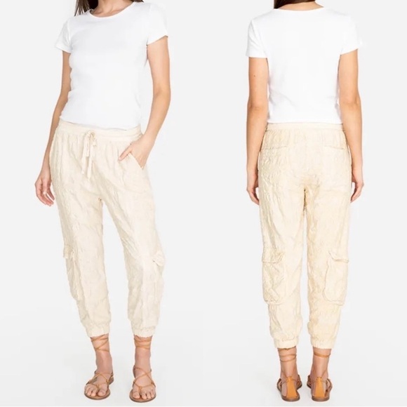 Johnny Was Love Pull On Embroidered Cargo Pants - Off White/Cream - Size Small - Picture 4 of 16